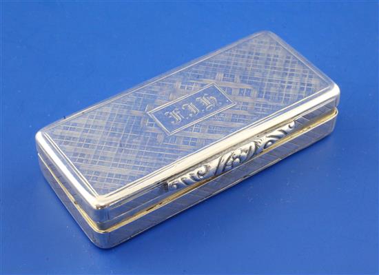 An early Victorian silver rectangular vinaigrette by William Simpson, 2.75in.